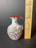 Small Art Glass Ewer With Ruffled Rim, Spatter Pattern - 2