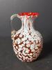 Small Art Glass Ewer With Ruffled Rim, Spatter Pattern - 3