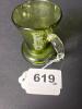 Small Blown Olive Green Glass Pitcher American Victorian-Style - 7