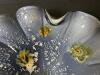 Ruffled Art Glass Bowl with Embedded Silver Flakes and Floral Motifs - 2