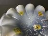 Ruffled Art Glass Bowl with Embedded Silver Flakes and Floral Motifs - 5