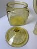 Yellow Pressed Glass Pitcher, Glasses, Plate and Lidded Jar - 2