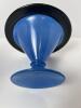 Small Blue Art Glass Compote With Black Rim - 4