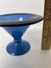 Small Blue Art Glass Compote With Black Rim - 5