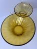 Amber Glass Chip and Dip Bowls on Metal Stand - 2