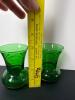 Pair of Green Small Glass Vases with Gold Bands - 4