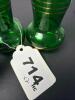 Pair of Green Small Glass Vases with Gold Bands - 5