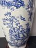 Blue and White Ceramic Table Lamp With Pastoral Motif - 4
