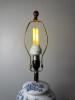 Blue and White Ceramic Table Lamp With Pastoral Motif - 8