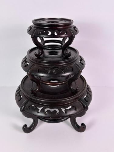 Carved Hardwood Display Stands in the Asian Manner