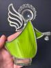 Stained Glass Angel Figurine with Metal Halo and Bell - 6