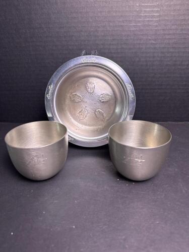 Steiff Pewter Jefferson Cups and Bon Bon Bowl
