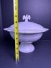 White Ceramic Lidded Tureen with Eagle Finial and Underplate - 3