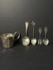Sterling Silver Baby Cup with Four Assorted Baby Spoons and Fork