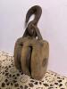 Antique Double Sheave Wooden Pulley Block with Iron Hook - 2