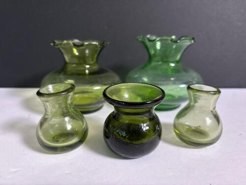 Vintage Anchor Hocking Green Glass Vases