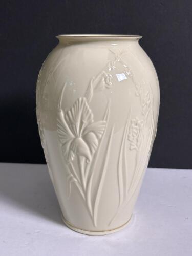 Lenox Porcelain Vase With Embossed Floral Design