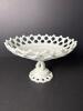 Westmoreland Milk Glass Pedestal Compote in Reticulated Lace-Edge Style