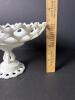 Westmoreland Milk Glass Pedestal Compote in Reticulated Lace-Edge Style - 4