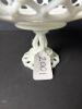 Westmoreland Milk Glass Pedestal Compote in Reticulated Lace-Edge Style - 6