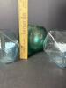 Modern Glass Vases, Teal Swirl and Geometric - 2