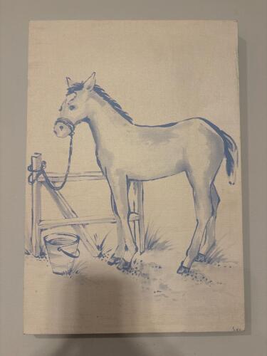 11x16 Art Print Horse at Post