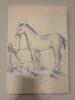 11x16 Art Print Horse at Post