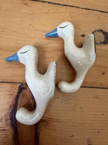 Mid-Century Modern Style Ceramic Duck Wall Hooks