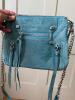 Botkier Blue Leather Crossbody Bag with Chain Strap - 2