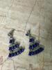 Pair Sterling Silver Mexican Drop Earrings with Blue Stones