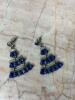 Pair Sterling Silver Mexican Drop Earrings with Blue Stones - 2