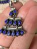 Pair Sterling Silver Mexican Drop Earrings with Blue Stones - 4