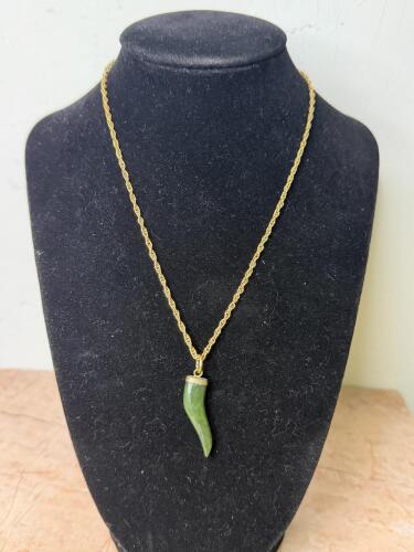 Vintage Cornicello Pendent on Gold Tone Chain