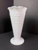 Milk Glass Hobnail Vase with Scalloped Rim