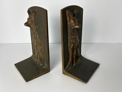 Pair of Cast Iron Dog Motif Bookends in Early 20th Century Style