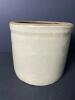 Small Stoneware Crock, Brown Interior, Salt-Glazed Style - 2