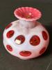 Pink and Red Cranberry Coin Dot Glass Vase With Marble Stuck - 3