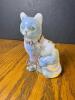 Fenton Hand Painted Opalescent Glass Cat Figurine