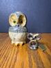 Stone and Metal Owl Figurines, Rock Creek Metal Craft
