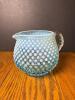 Blue Hobnail Glass Pitcher in the Manner of Early American Pattern Glass