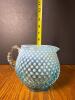 Blue Hobnail Glass Pitcher in the Manner of Early American Pattern Glass - 3