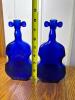 Pair of Cobalt Blue Glass Violin-Shaped Bottles - 3