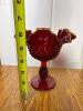 Cranberry Glass Hobnail-Style Compote Vase - 2