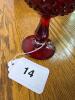 Cranberry Glass Hobnail-Style Compote Vase - 4