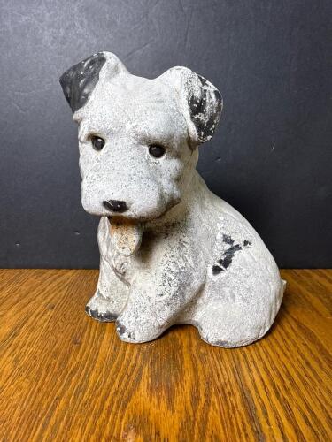 Vintage Chalkware Terrier Dog Figurine in Early 20th Century Style