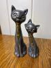 Pair of Mid-Century Modern-Style Pewter and Brass Cat Figurines
