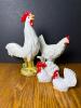 Porcelain Chicken Figurines in the Manner of Vinton and Japan
