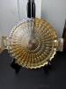 Amberina-Style Pressed Glass Relish Tray with Handles