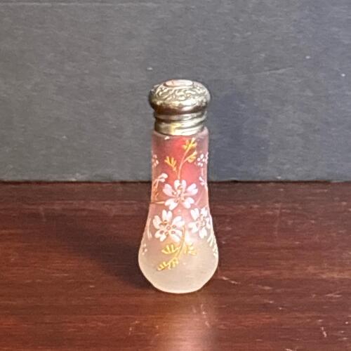 Vintage Floral Frosted Glass Perfume Bottle