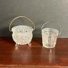 Pair of Pressed Glass Sugar Bowls With Metal Handles